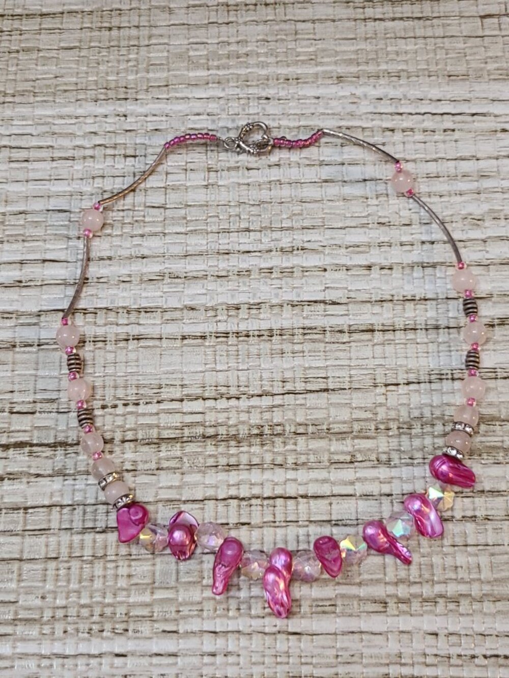 Blister Pearl Pink Multicolor Multi-Beaded Necklace 20”